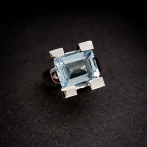 Blue topaz ring in sterling silver with minimalist desig